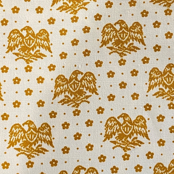 Vintage Waverly Fabric Colonial Eagle Gold Print Cotton 1 yd x 48" Wide 60s 70s - Picture 1 of 8